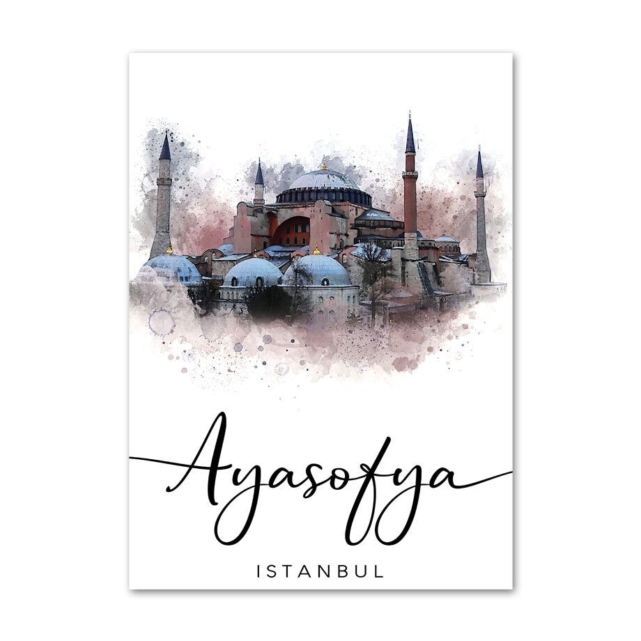 Poster Islam Kaaba Ayasofia I Wandbilder Wohnzimmer & Schlafzimmer I Deko Print Bilder I ohne Rahmen