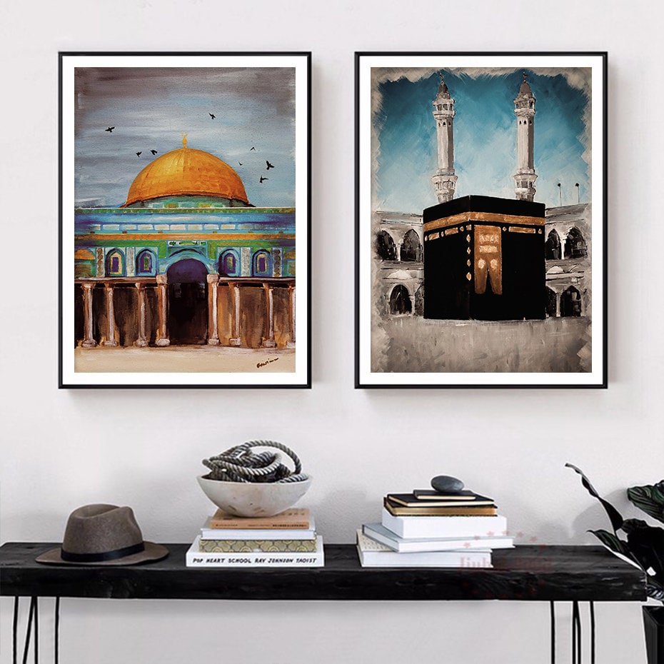 Poster Al Aqsa Moschee Kaaba Minarett I Wandbilder Wohnzimmer & Schlafzimmer I Deko Print Bilder I ohne Rahmen