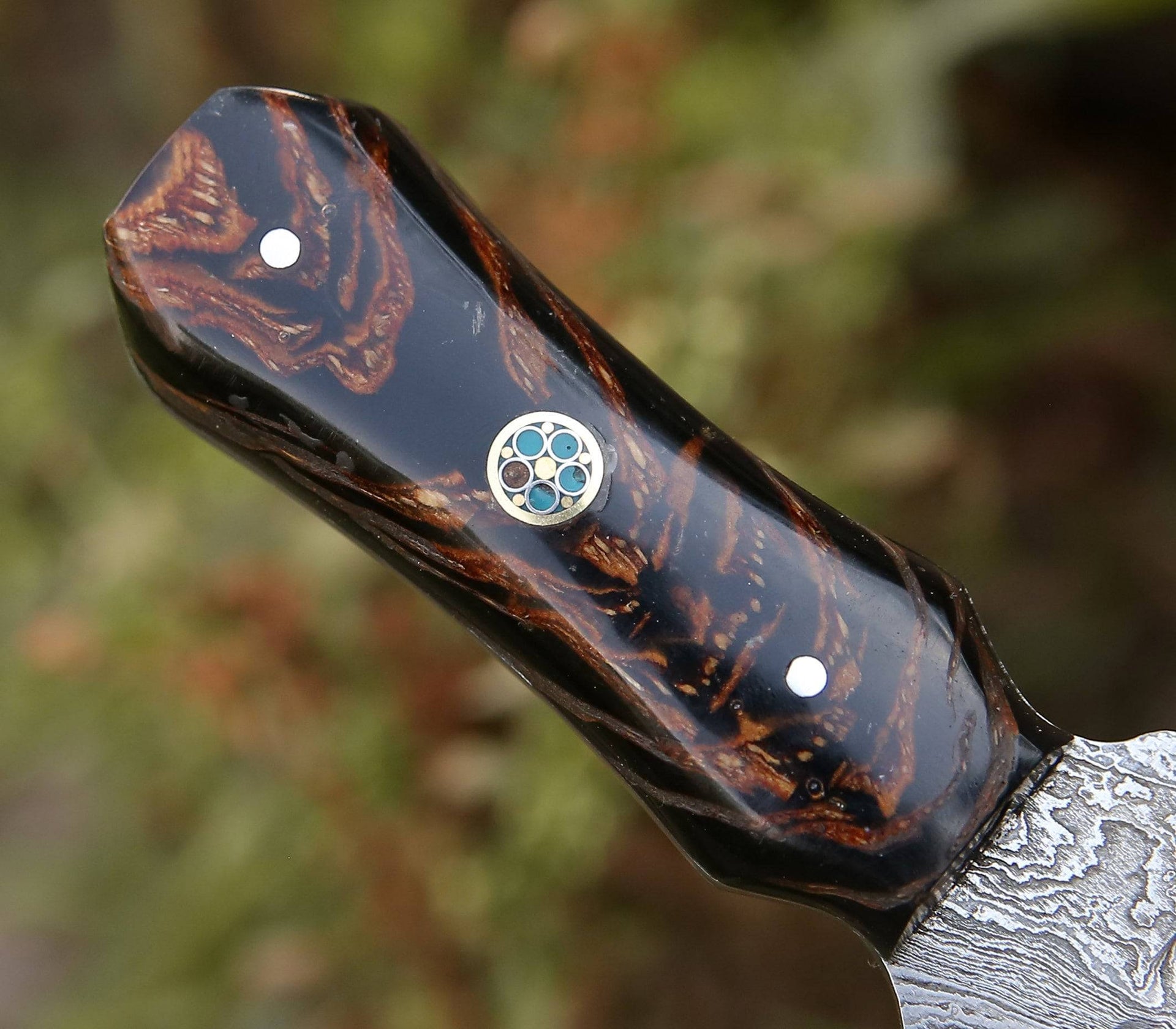 Ambush Damascus Fixed Blade Pocket Knife 6