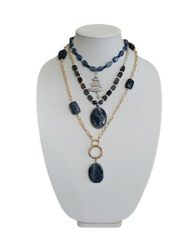 Iolite and Sodalite Layer Necklace set