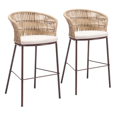 Freycinet Barstool (Set of 2) Natural by Zuo Modern