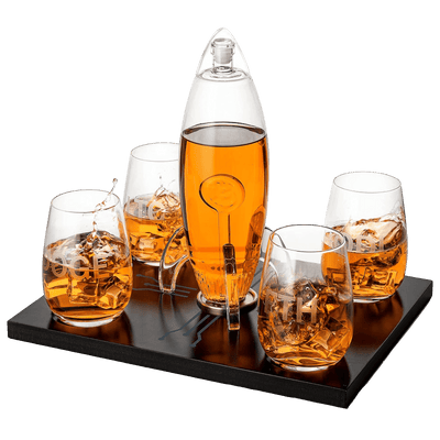 Cryptocurrency Decanter, Bitcoin Decanter To The Moon, Crypto Elon Musk Lovers Ethereum Whiskey & Wine Decanter Set 450ml Four 12 oz Glasses by The Wine Savant Rocket Decanter - Crypto Gifts, HODL