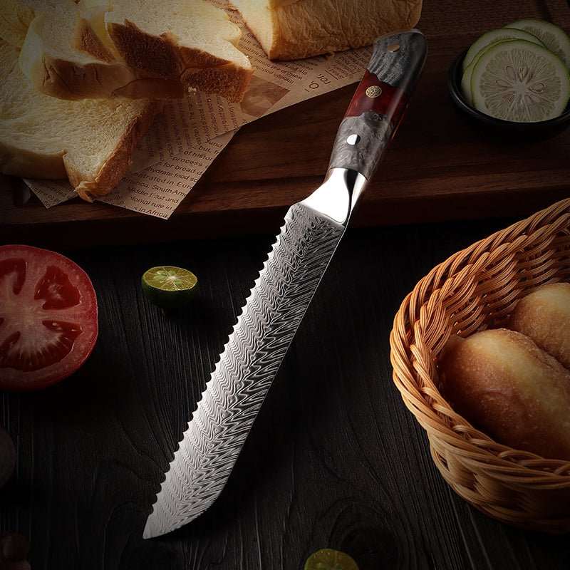 Supreme VG10 8-Pc Professional Chef Knife Set with Stained Olive Wood Handle & Sheath