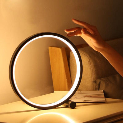 LED Table Lamp Bedroom Bedside Lamp Round Acrylic Living Room Lamp Reading Lamp Black/white Touch Control Dimmable Night Light Decorative Table Lamp Cute Study Lamps for Bedroom Décor