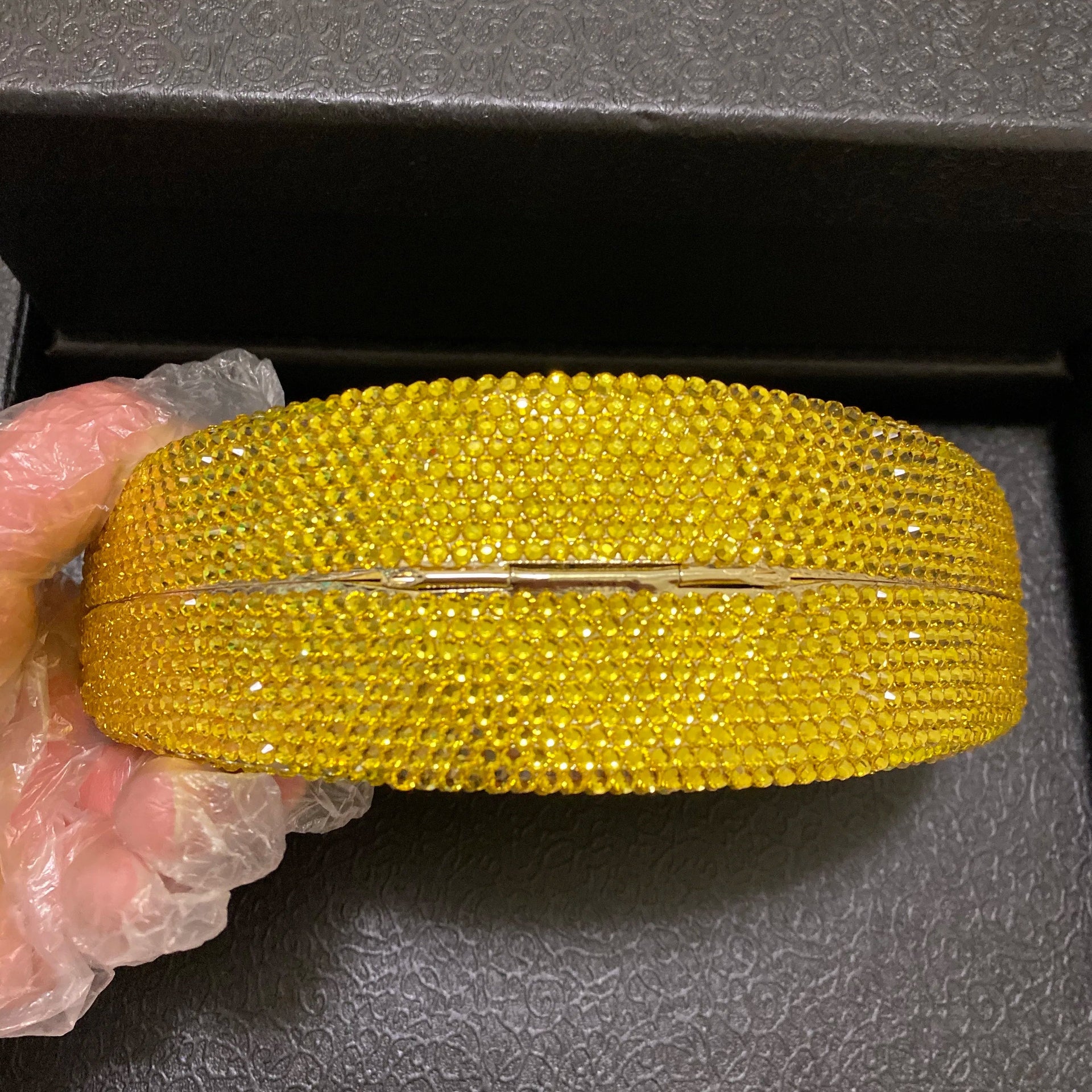 Lemon Shape AB/Gold Rhinestone Small Women Shoulder Bag Luxury Designer Lady Girls Evening Clutches Wedding Party Chain Purse