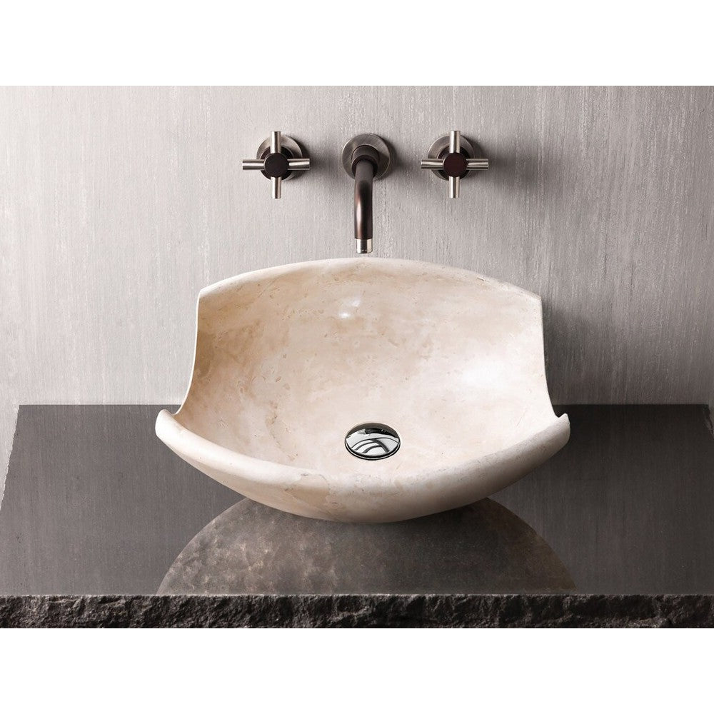 Light Beige Travertine Natural Stone Special Bowl Vessel Sink (W)16
