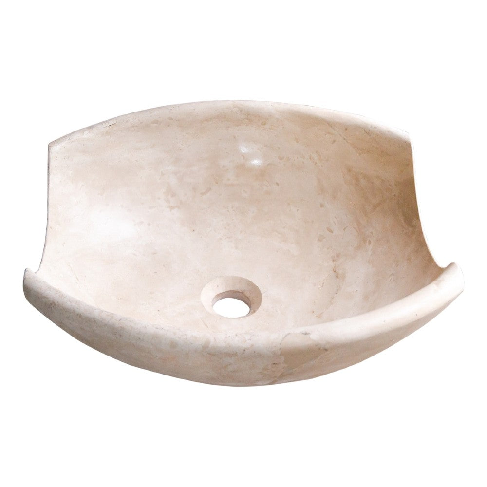 Light Beige Travertine Natural Stone Special Bowl Vessel Sink (W)16