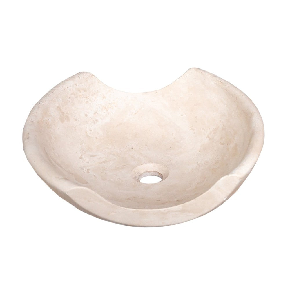 Light Beige Travertine Natural Stone Special Bowl Vessel Sink (W)16