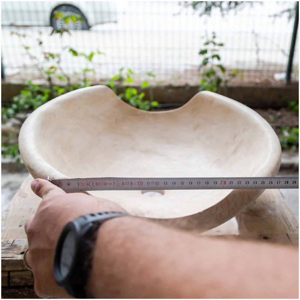 Light Beige Travertine Natural Stone Special Bowl Vessel Sink (W)16