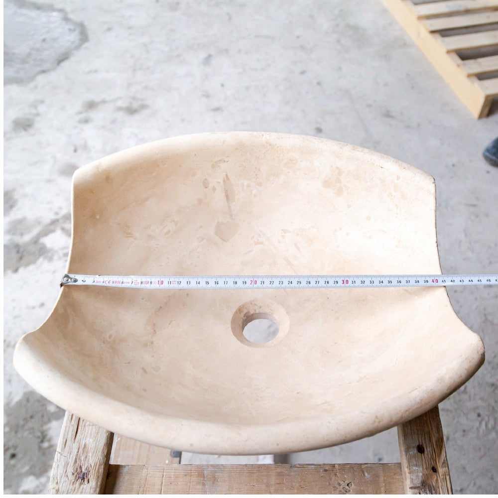 Light Beige Travertine Natural Stone Special Bowl Vessel Sink (W)16