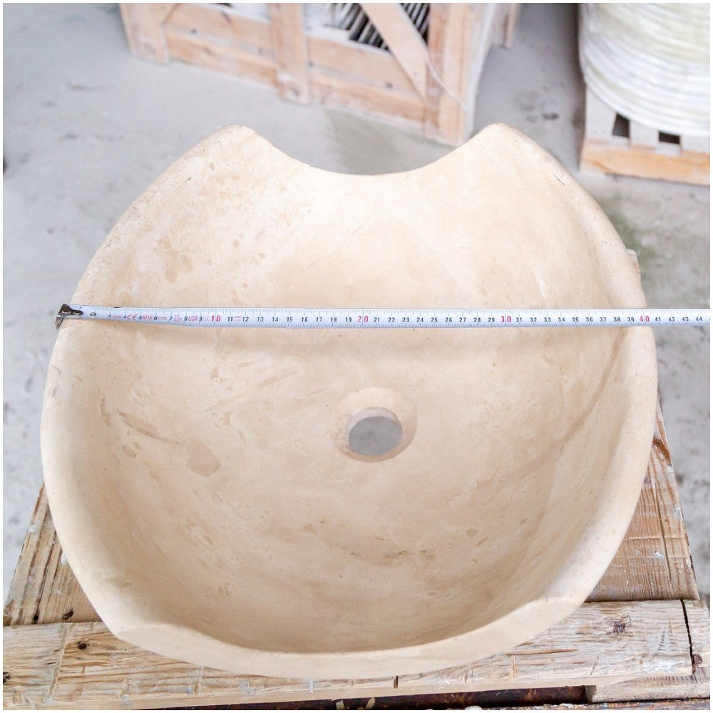 Light Beige Travertine Natural Stone Special Bowl Vessel Sink (W)16