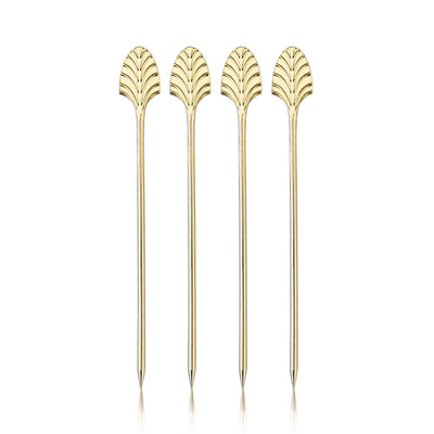 Art Deco Cocktail Picks in Gold Set of 4