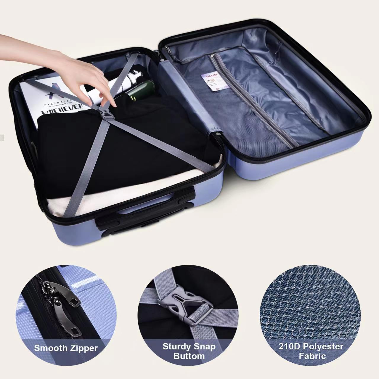 Luggage Suitcase 3 Piece Sets Hardside Carry-on luggage with Spinner Wheels 20