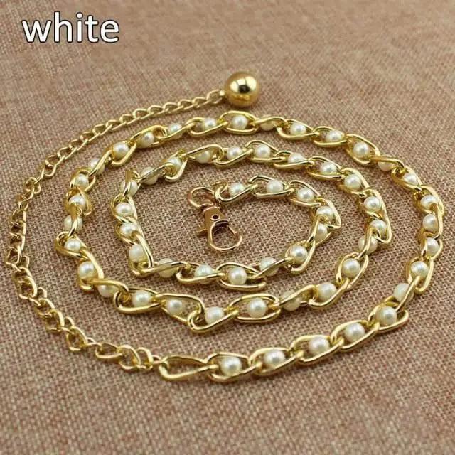 Luxurious Metal Adjustable Thin Strap Body Link Belts For Women Fashion Long Tassel Belly Metal Chain Waistbands For Women