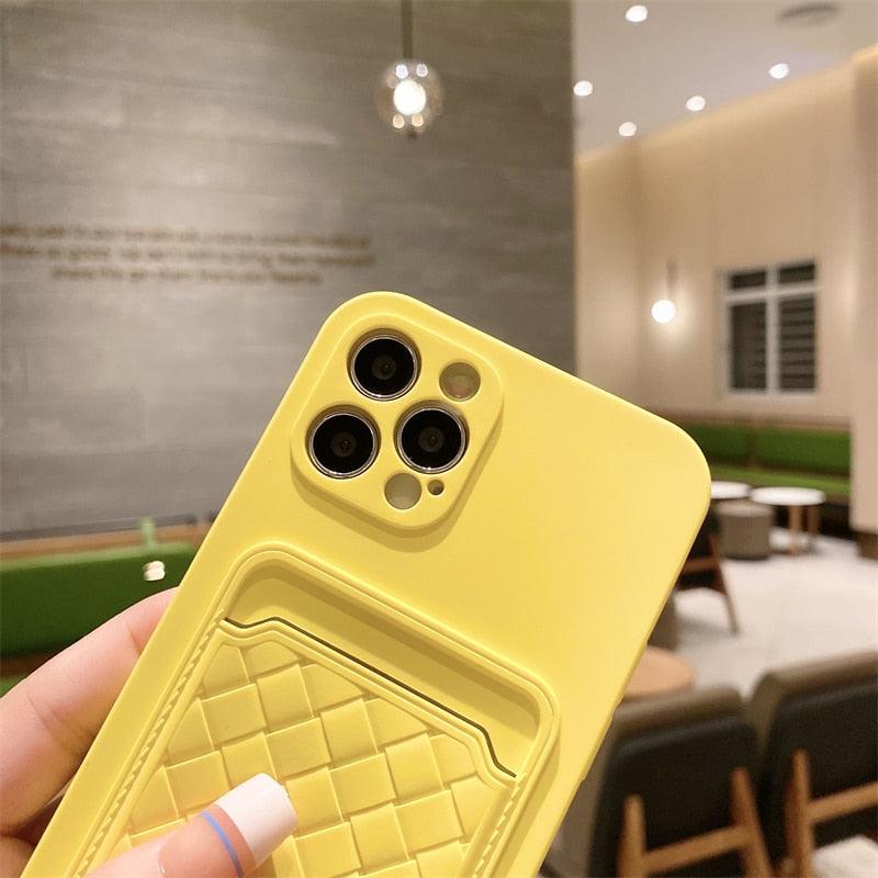 Luxury Colorful Card Holder Wallet Case For iPhone 14 13 11 12 Pro Max Mini 14 Plus Soft Silicone Purse Cover Silicone Case with Card Holder Compatible with iPhone