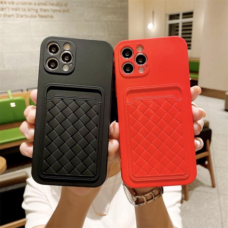 Luxury Colorful Card Holder Wallet Case For iPhone 14 13 11 12 Pro Max Mini 14 Plus Soft Silicone Purse Cover Silicone Case with Card Holder Compatible with iPhone