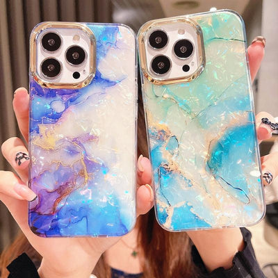 Luxury Flawless Marble Pattern Phone Case For iPhone 14 Pro Max 13 12 11 Soft Shockproof Bumper Back Cover Solid Color Drop Protection Shock-Absorbing Corners