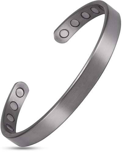 Menâs Magnetic Bracelet Cuff (Brushed Silver)