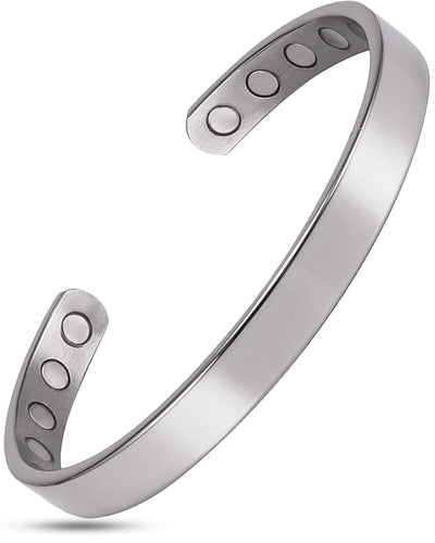Menâs Magnetic Bracelet Cuff (Polished Silver)