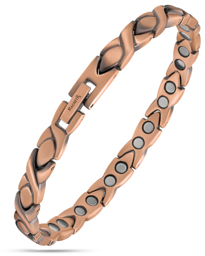 Womenâs Ultra Strength Pure Copper Magnetic Therapy Bracelet (XO)