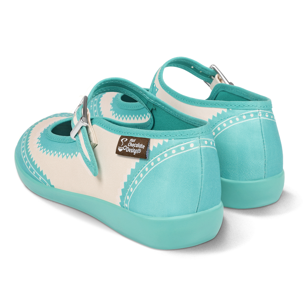Hot Chocolate Design Havana Classic Brogue - Turquoise Mary Jane Flats