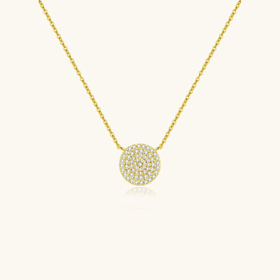 Pave Circle Disc Necklace