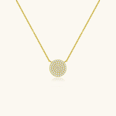 Pave Circle Disc Necklace