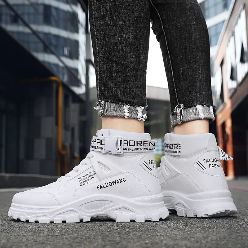 Men's Boots New Casual Fashion Men's Ankle Boots Retro Sports Platform Sole Heightening Ankle Men Boots Lace-up Shoes for Men