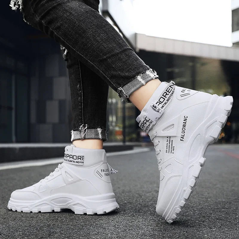 Men's Boots New Casual Fashion Men's Ankle Boots Retro Sports Platform Sole Heightening Ankle Men Boots Lace-up Shoes for Men