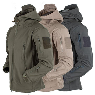 Men's Outdoor Soft Fleece Jacket Men's And Women's Jacket Unique Jackets For Men Windproof Waterproof Breathable Jacket Thermal Hooded Tactical Jacket Outdoor Camouflage Fleece Hooded Coat