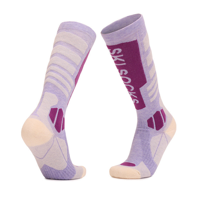 Merino wool skiing socks women's high tube hiking socks anti slip and warm outdoor sports socks