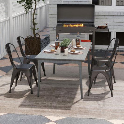 Metal Dining Chairs Set of 4 with Removable Backrest for Dining Room Restaurant Living Room-Gun