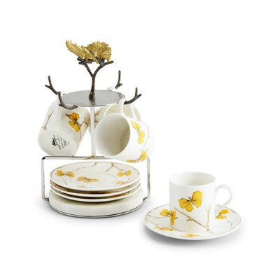 Butterfly Ginkgo Demitasse Cups and Stand Set by Michael Aram