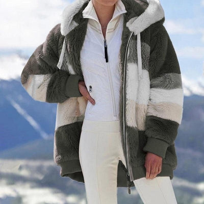 Modern Women Casual Jacket Coats Hip Hop New Autumn Winter Loose Multicolor Hooded Jacket For Women Winter Fleece Jacket Hooded Solid Color Coats With Pockets Comfortable Jacket