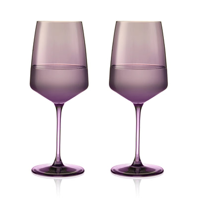 Reserve Nouveau Crystal Wine Glasses in Violet, Set of 2