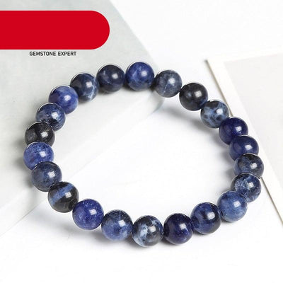 Natural Blue Stone Round Beads Elastic Line Stretch Bracelet Fashion Jewelry Healing Stone Beaded Bracelets For Women Men Gemstones Bracelets Crystal Bracelet Unisex Adjustable Stretch Bracelets 8mm