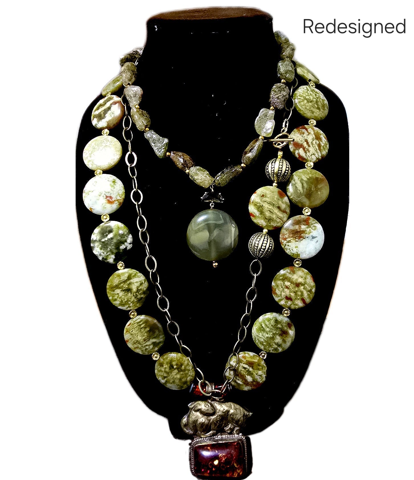 Natural Green Garnet Antique statement necklace