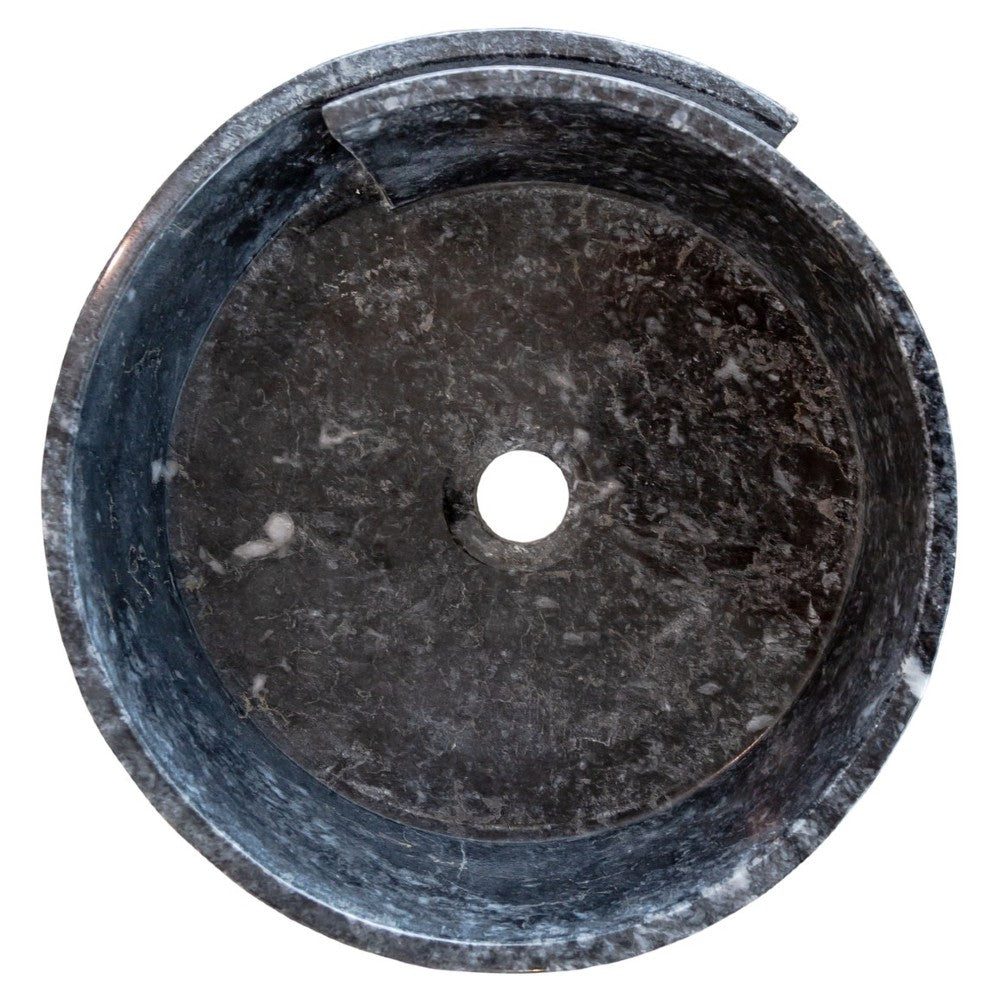 Special Design Black Marble Natural Stone Round Vessel Sink (D)16