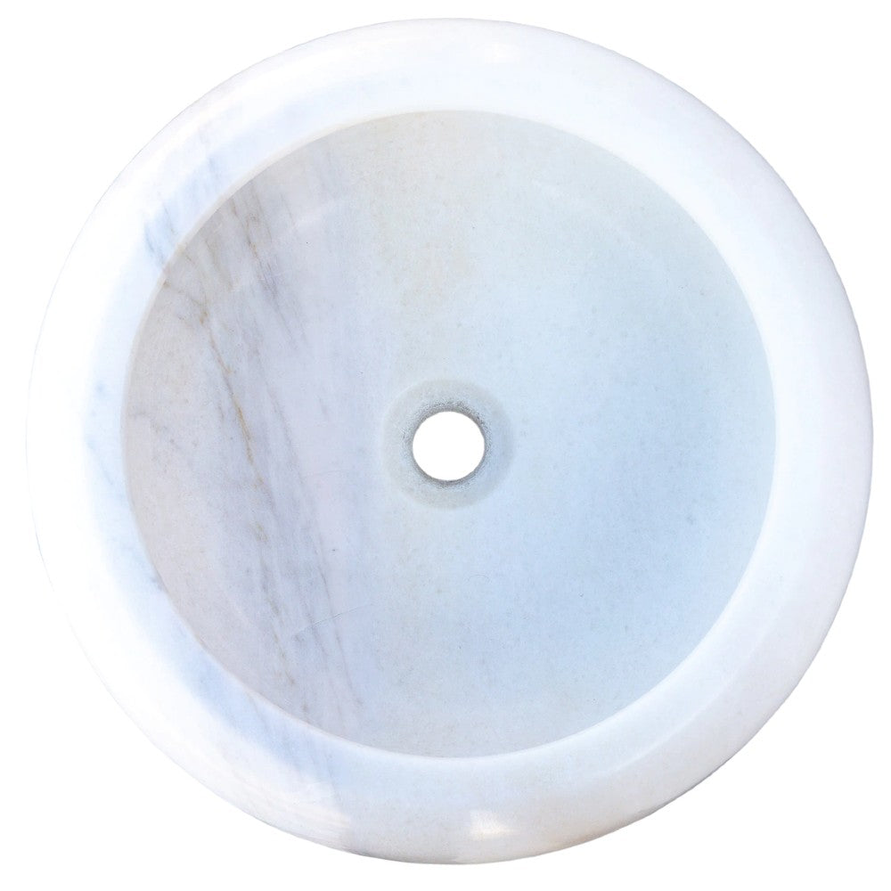 Carrara White Marble Natural Stone Vessel Sink (D)15.5