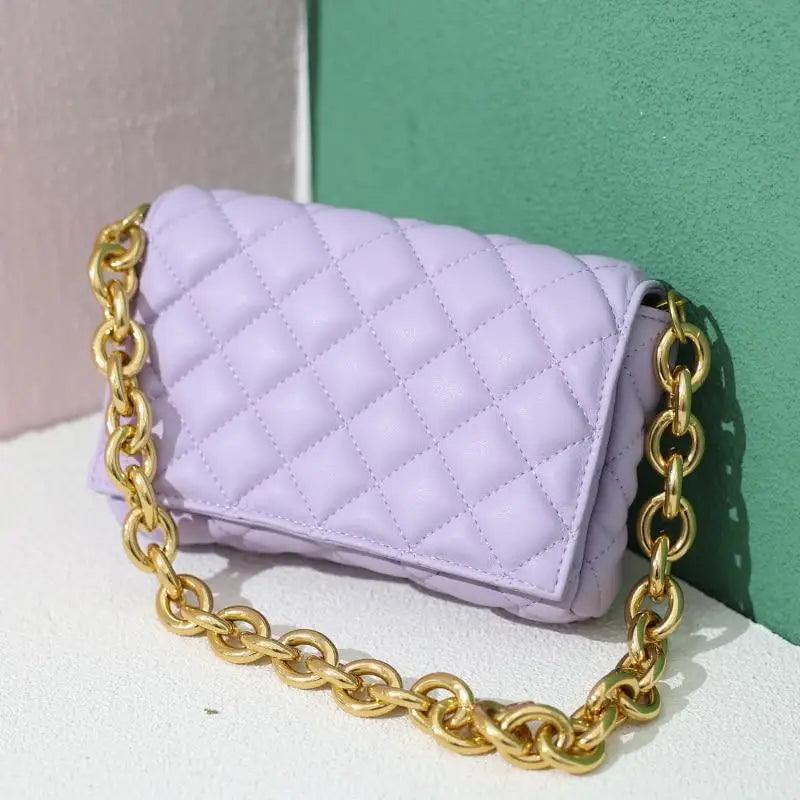 New Adorable Women's Handbag Green Small Flap Shoulder Bag In Thick Metal Chain Women's Clutch Bags Luxury Ladies Shoulder Purse