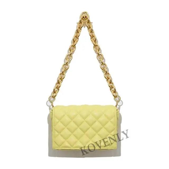 New Adorable Women's Handbag Green Small Flap Shoulder Bag In Thick Metal Chain Women's Clutch Bags Luxury Ladies Shoulder Purse