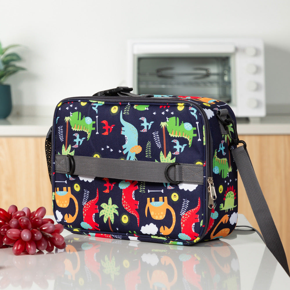 New American Crossbody Childrens Cartoon Lunch Bag Oxford Cloth Color Student Insulation Bag