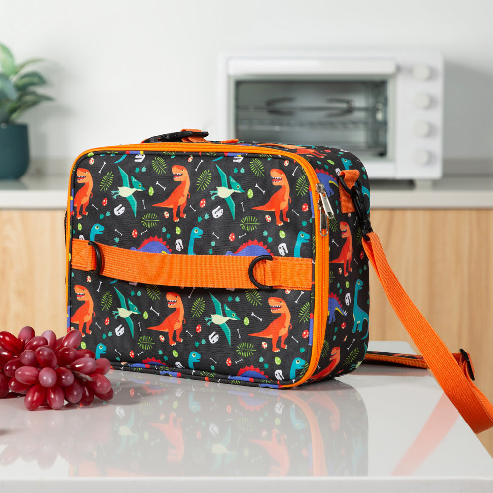 New American Crossbody Childrens Cartoon Lunch Bag Oxford Cloth Color Student Insulation Bag