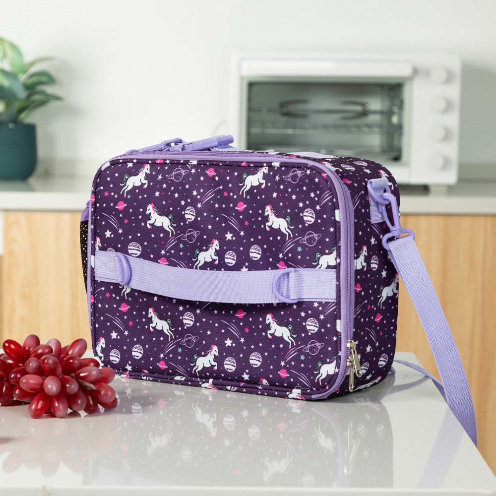 New American Crossbody Childrens Cartoon Lunch Bag Oxford Cloth Color Student Insulation Bag