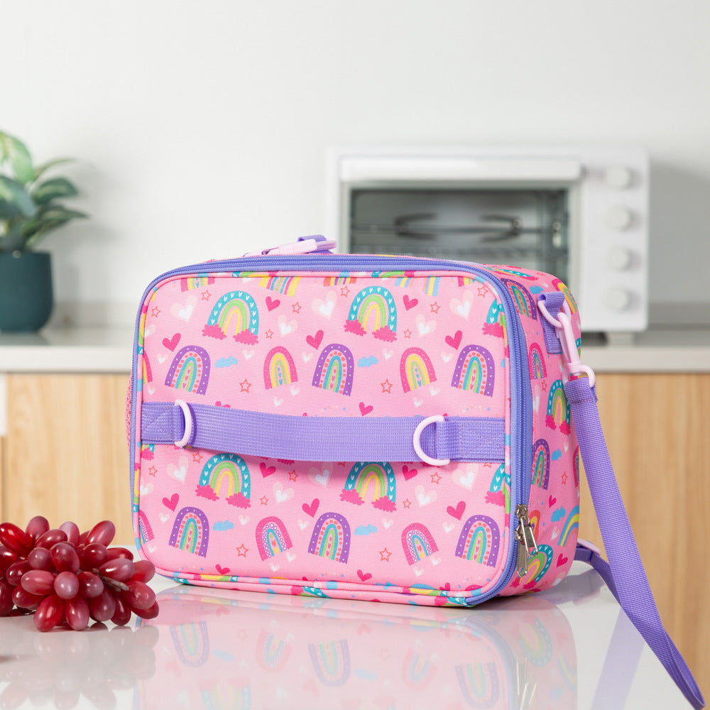New American Crossbody Childrens Cartoon Lunch Bag Oxford Cloth Color Student Insulation Bag