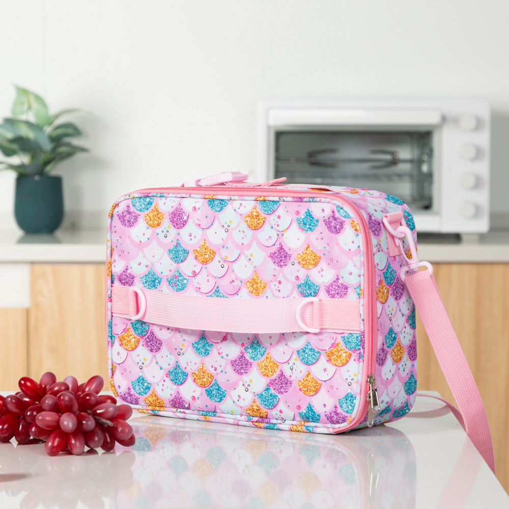New American Crossbody Childrens Cartoon Lunch Bag Oxford Cloth Color Student Insulation Bag