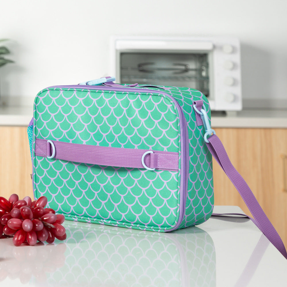 New American Crossbody Childrens Cartoon Lunch Bag Oxford Cloth Color Student Insulation Bag