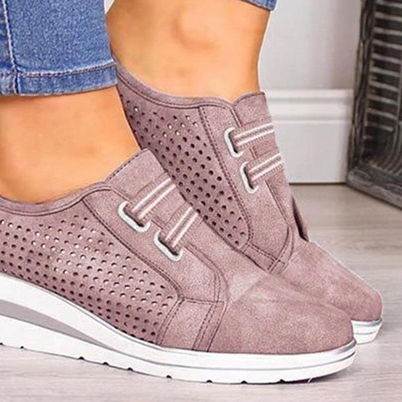 New High Heel Casual Womens Sneakers Breathable Height Increasing Shoes Air Cushion Comfortable Sneakers Women's Vulcanize Leather Shoes Luxury Walking Women Outdoor Shoes