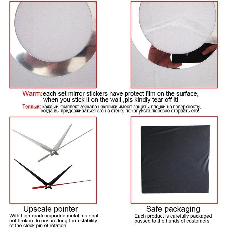 New Large Wall Clock Modern Design Acrylic Mirror Quartz Watch Stickers Clocks Home Decoration Watch Wall Clock Quartz Acrylic Mirror Stickers Home Decor 3D Clocks