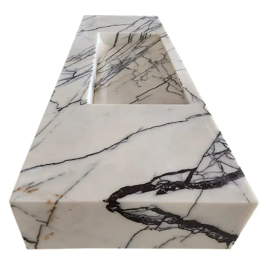 New York Marble Wall-mount Bathroom Sink Hidden Drain Polished (W)16